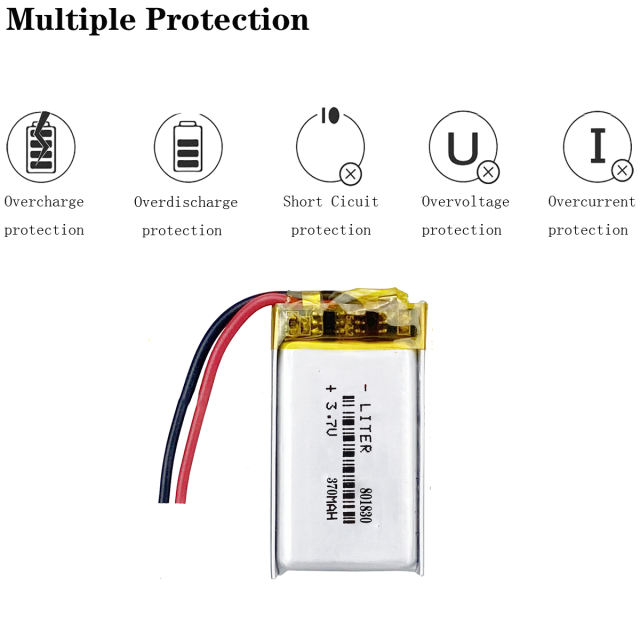 Liter energy battery Good Qulity 3.7V,370mAH,801830 Polymer lithium ion / Li-ion battery for TOY,POWER BANK,GPS,mp3,mp4
