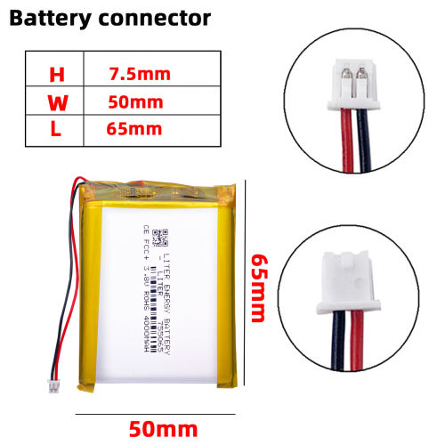 Rechargeable Li-polymer battery JST-1.25-2P 755065 4000mah 3.8V For anbernic RG353V Game console