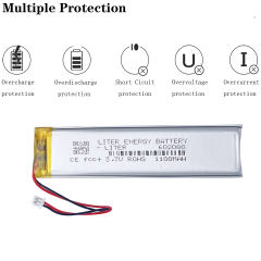 JST1.25 2P 602080 1100mah 3.7v Rechargeable Polymer Strip Shaped Built-In High Capacity Lithium Battery