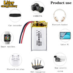 3.7V 601835 polymer lithium battery 350MAH For Bluetooth speaker LED lamp smart wear battery