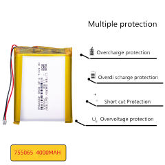 Rechargeable Li-polymer battery JST-1.25-2P 755065 4000mah 3.8V For anbernic RG353V Game console