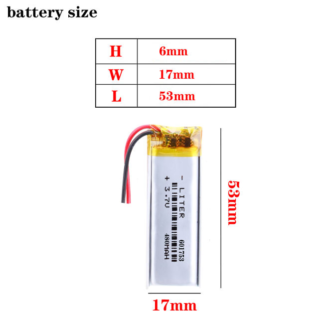 601753 480mAh 3.7V Liter energy battery Li-ion Lithium Polymer Battery