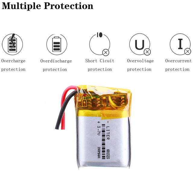 601525 3.7V 180mAh Lipo Rechargeable Battery Lithium Polymer For MP3 Bluetooth MID headset headphone video pen