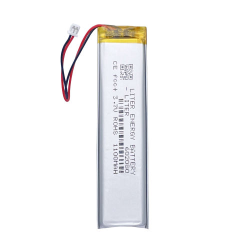 JST1.25 2P 602080 1100mah 3.7v Rechargeable Polymer Strip Shaped Built-In High Capacity Lithium Battery