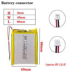 plug 1.25-2P 605065 2800mah 3.7V rechargeable li-polymer battery pack for e-books GPS PDA Recreational machines power bank