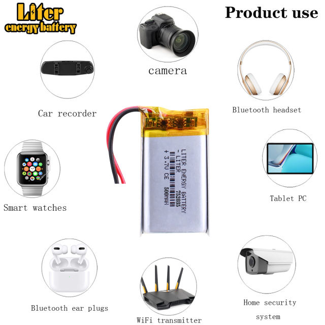 3.7V polymer lithium battery 752035 500MAH MP3 MP4 recording pen point reading pen wireless headset