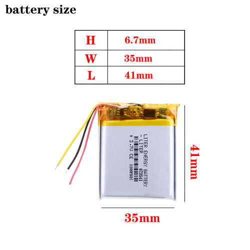 Three wires 3.7V 1100mAh 673541 Rechargeable Battery 703741 For MP3 MP4 mobile Toy reading pen speaker lithium-ion Lipo Battery