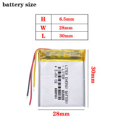 3 lines 3.8V 680mAH 653028 Polymer lithium ion / Li-ion battery for TOY,POWER BANK,GPS cell phone,speaker