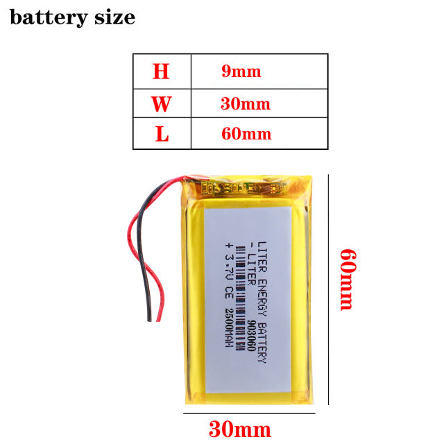 2500mAh 903060 3.7V Liter energy battery story learning machine FLASH SHOE polymer lithium battery