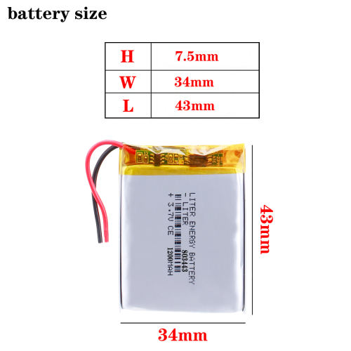 3.7V 1200mAh Lithium Polymer LiPo Rechargeable Battery 803443 For GPS DVD Bluetooth Speaker Driving Recorder E-books Tablet PC
