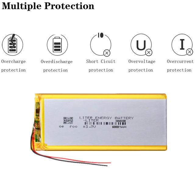 3.7V 1050100 6000mah Rechargeable lipo battery li ion polymer lithium battery
