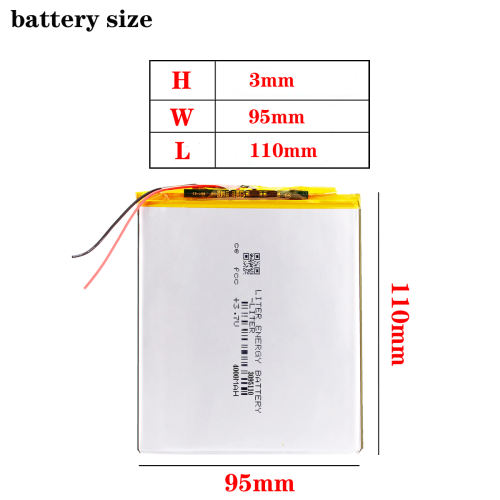 3.7V 4000mAH 3095110 Rechargeable Polymer lithium ion / Li-ion battery for hannspree pad 8Tablet PC Battery