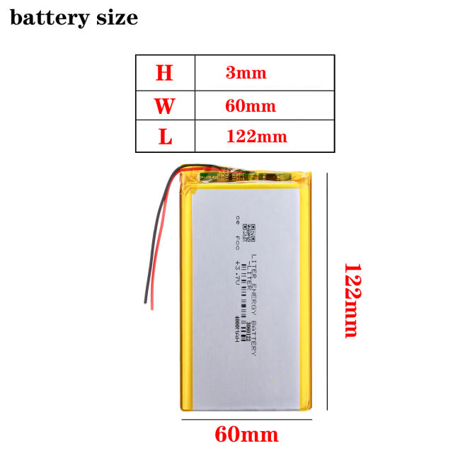 3.7v 4000mah 3060122 Liter energy battery  Lithium Polymer Battery For Pda Tablet Pcs Digital Products