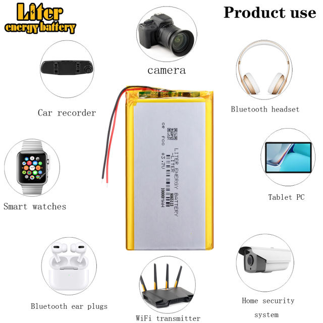 3.7V 10000mAh Polymer Lithium LiPo Rechargeable Battery 8065113 For GPS PSP DVD PAD E-book Tablet PC Power Bank Video Game