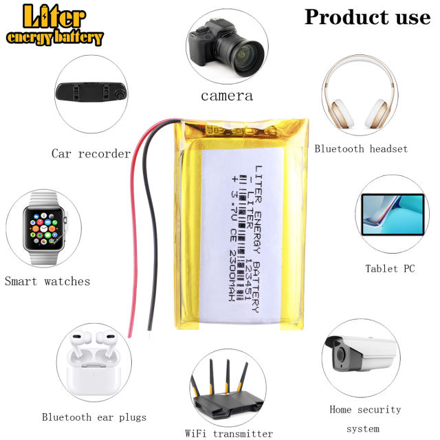 3.7V 2300mAh 123451 polymer lithium DVR,mp3,mp4,cell phone,SPEAKER,GPS for polymer lithium ion Li-ion battery