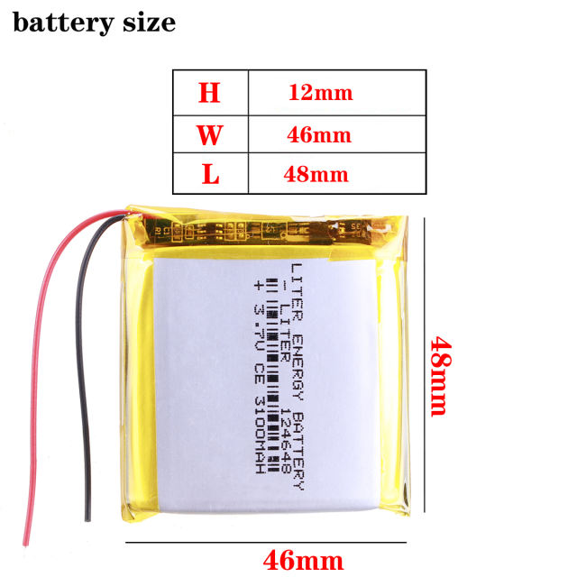 Good Qulity 3.7V,3100mAH 124648 Polymer lithium ion / Li-ion battery for tablet pc BANK