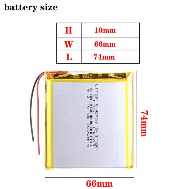 3.7V 7000mAh 106674 Polymer Rechargeable Polymer Lithium Battery