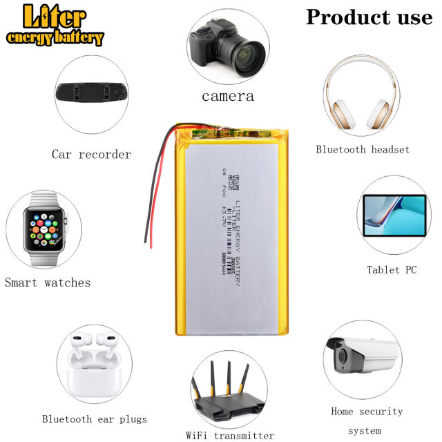 3.7V 3000mAh 3560107 BIHUADE Lithium Polymer Accumulator Li ion Rechargeable Battery For Mobile Power Bank DIY E-book