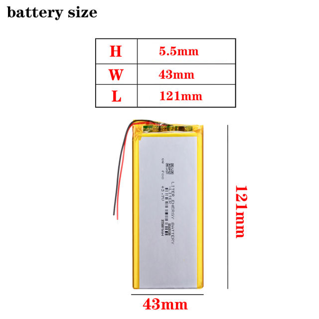 3.7v 3750mah 5543120 Lithium Polymer Battery With Board For wireless keyboard battery Tablet Pcs Digital Products