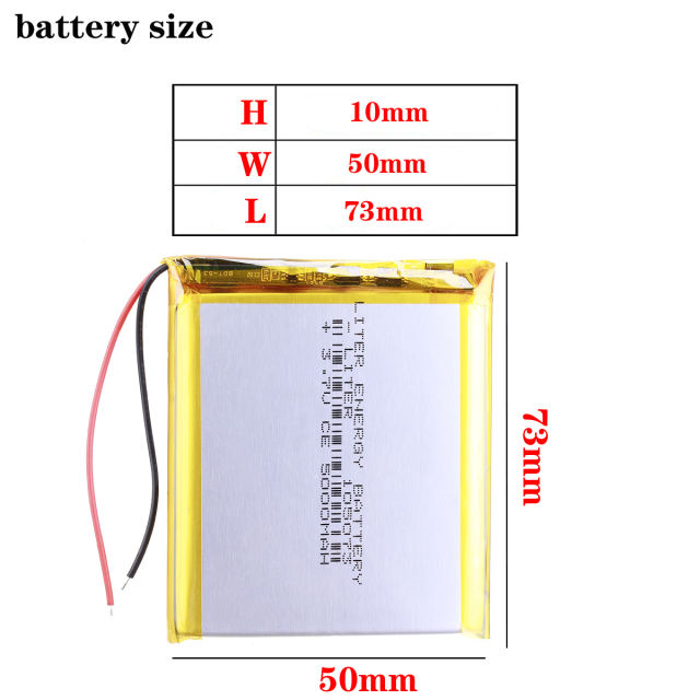 3.7v 5000mah 105073 Liter energy battery Rechargeable charging lithium polymer battery