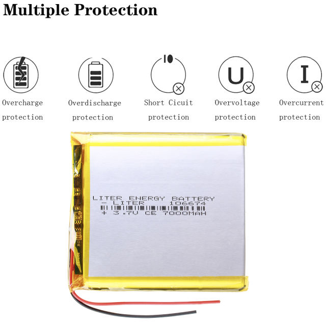 3.7V 7000mAh 106674 Polymer Rechargeable Polymer Lithium Battery
