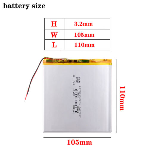 3.7V 5000mAh 32105110 Polymer Lithium Battery For 7 inch 8 inch 9inch 10inch Tablet PC POWER BANK