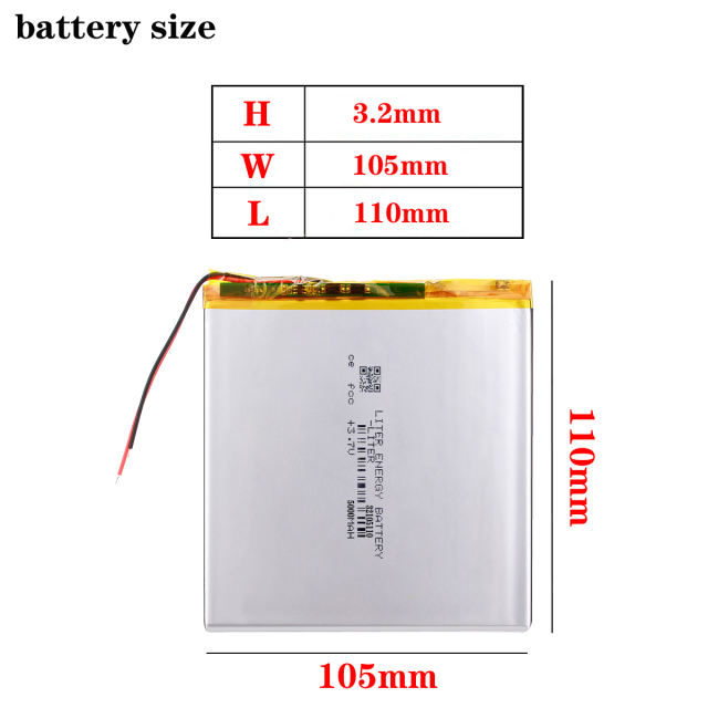 3.7V 5000mAh 32105110 Polymer Lithium Battery For 7 inch 8 inch 9inch 10inch Tablet PC POWER BANK