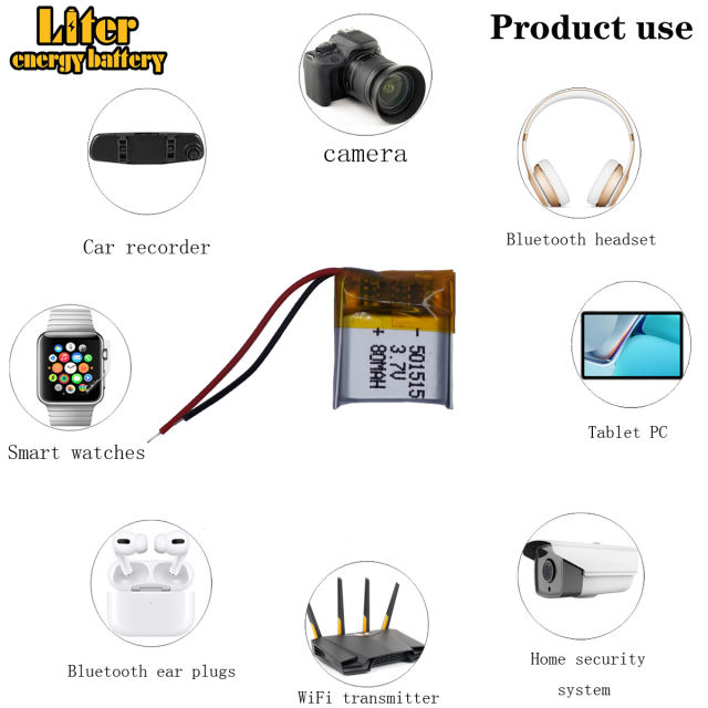 501515 80mAh 3.7v lithium polymer rechargeable battery For Bluetooth Headset Smart watch Sports bracelet mouse
