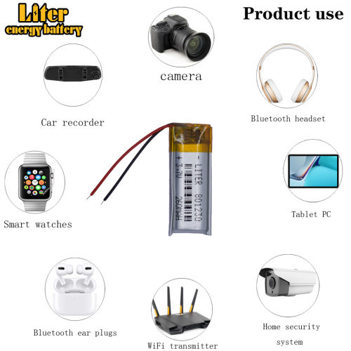 3.7V 260mAH 801230 Liter energy battery Rechargeable polymer lithium ion battery for drone dvr power bank speaker