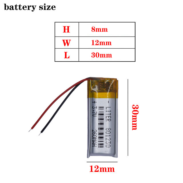 3.7V 260mAH 801230 Liter energy battery Rechargeable polymer lithium ion battery for drone dvr power bank speaker