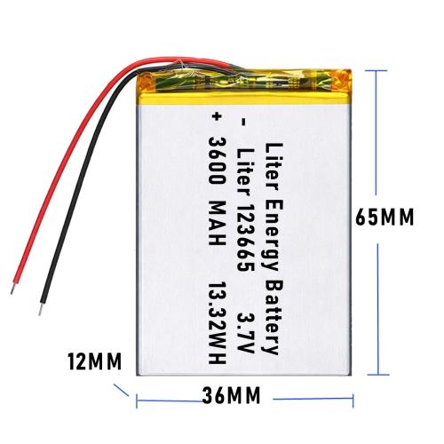 3.7v 123665 3600mah Polymer Lithium Battery Lipo battery