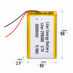 3.7v 298088 3000mah  Polymer Lithium Battery Lipo battery