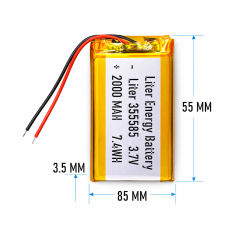 3.7v 355585  2000mah  Polymer Lithium Battery Lipo battery