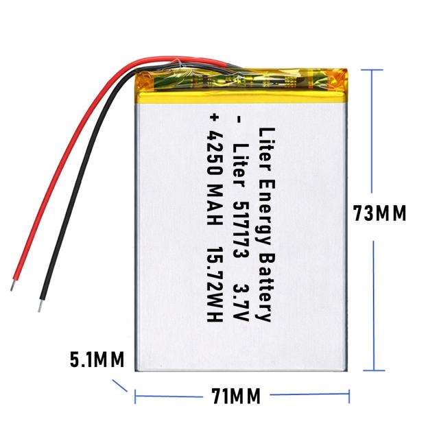 3.7v 517173 4250mah  Polymer Lithium Battery Lipo battery