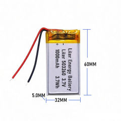 3.7v 503260 1000mah  Polymer Lithium Battery Lipo battery