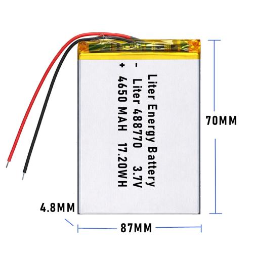 3.7v 488770 4650mah  Polymer Lithium Battery Lipo battery