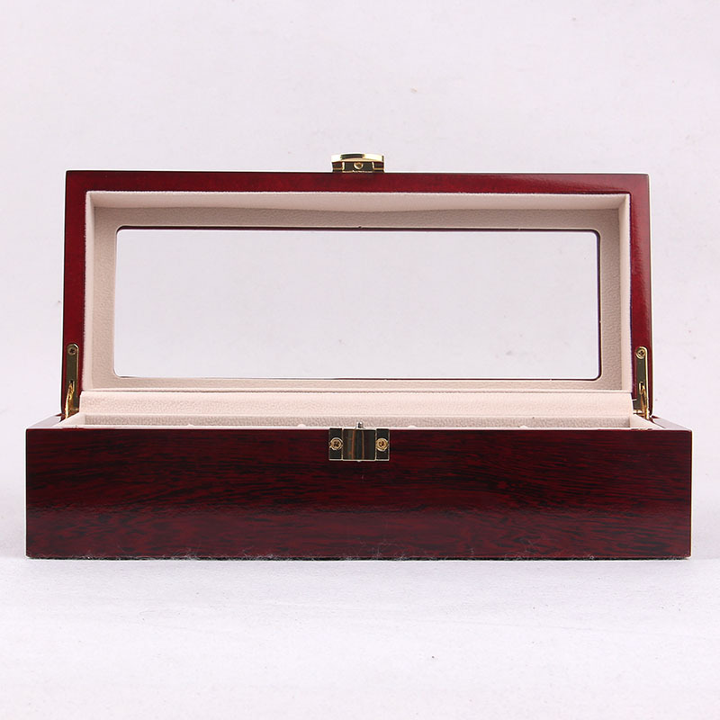 Luxury Gift Classic Wine Red Storage Watch Box, Wooden Watch Organizer, 5 Slots Display Case, Cherry