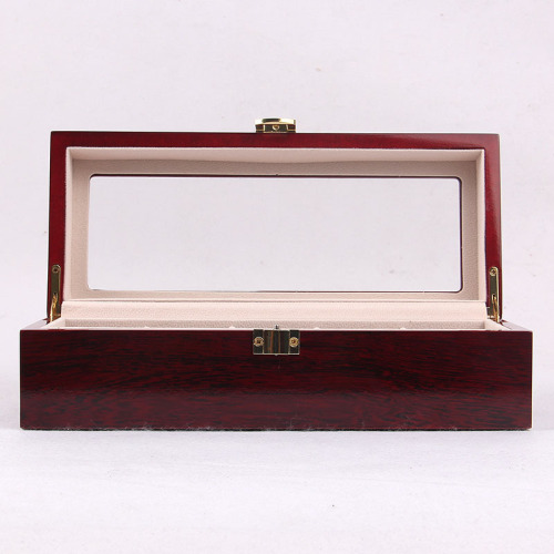 Luxury Gift Classic Wine Red Storage Watch Box, Wooden Watch Organizer, 5 Slots Display Case, Cherry