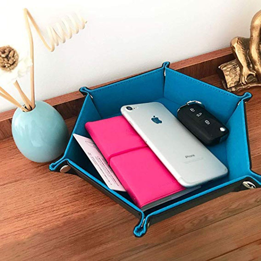 hexagon-shaped PU Leather dice serving tray