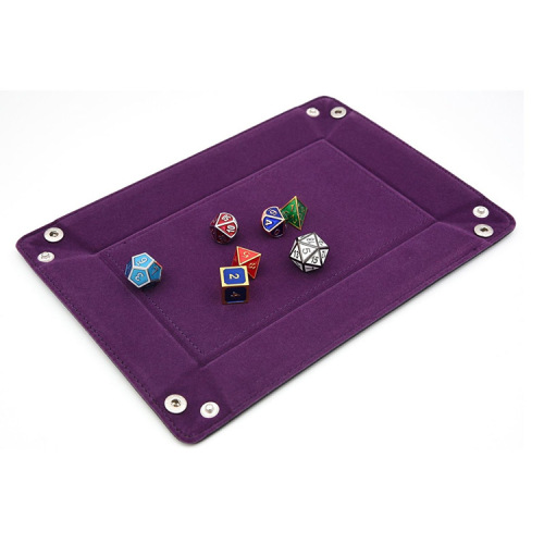 popular folding dice tray pu leather velvet dice storage tray