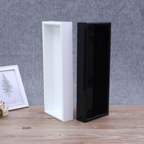 Rectangle wooden serving tray black and white lacquer painting decorative tray
