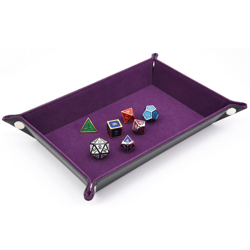 popular folding dice tray pu leather velvet dice storage tray