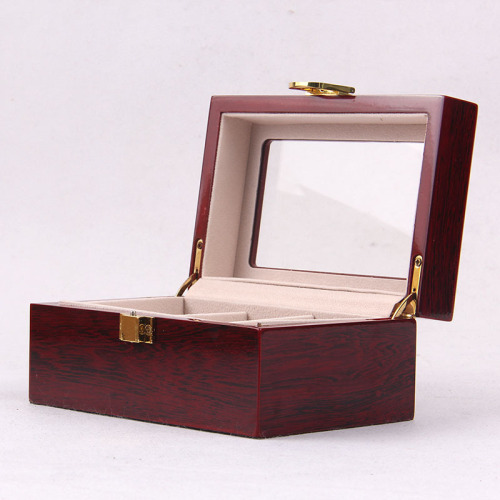 Luxury Gift Classic Wine Red Wood Watch Box 3 slots Wooden Watches Storage Box