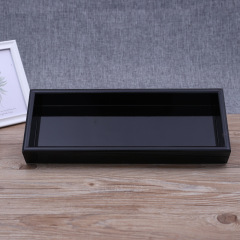 Rectangle wooden serving tray black and white lacquer painting decorative tray