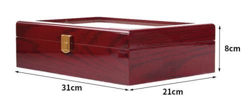 Luxury Gift Classic Wine Red Storage Watch Box, Wooden Watch Organizer, 12 Slots Display Case, Cherry