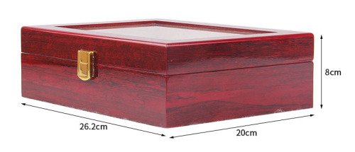 Luxury Gift Classic Wine Red Storage Watch Box, Wooden Watch Organizer, 10 Slots Display Case, Cherry