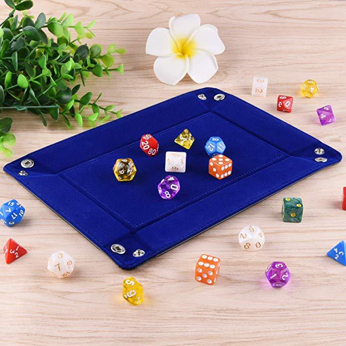 popular folding dice tray pu leather velvet dice storage tray