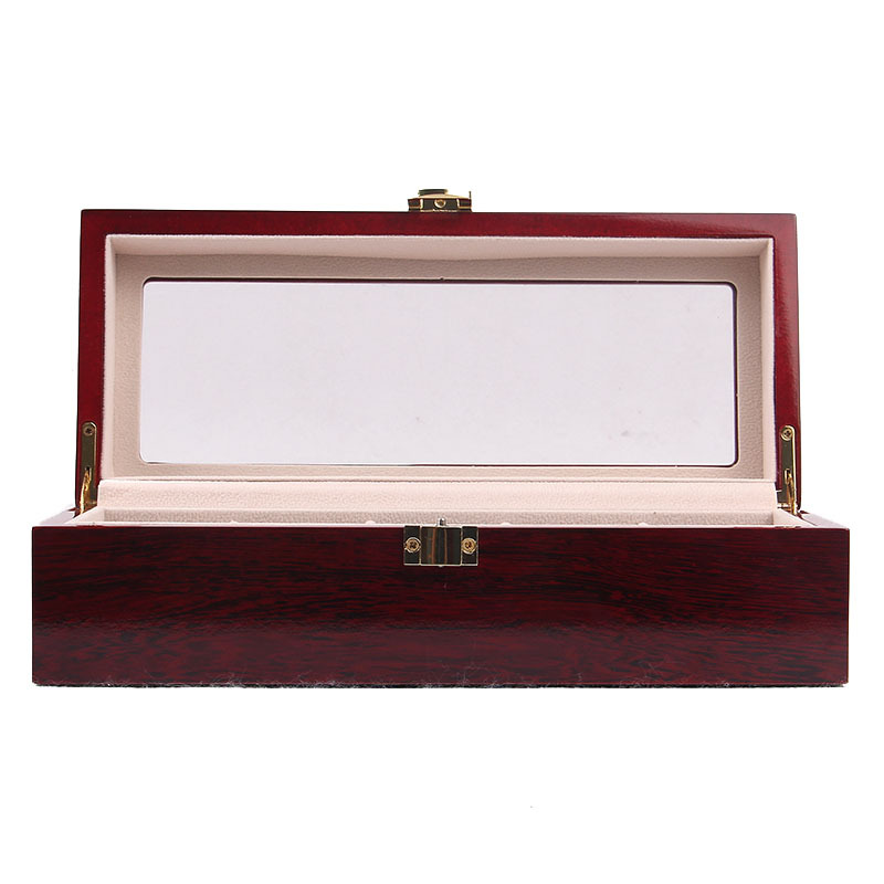 Luxury Gift Classic Wine Red Storage Watch Box, Wooden Watch Organizer, 5 Slots Display Case, Cherry