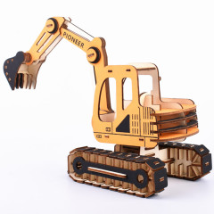 3D Wooden Laser Cut Construction Kit Excavator Power Shovel Car Truck Model Wood Puzzle Game Building Constructor
