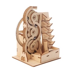 Laser Cut Wooden Solar Energy Mechanical Gear Toys Kids Marble Run Toy
